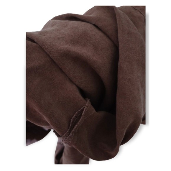 Neiman Marcus Womens Brown Linen Silk Button Down Blouse Camp Shirt Pockets 8 - Picture 11 of 12